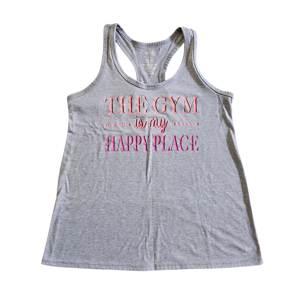 Danskin Gray Tank Top with Pink Text - Picture 1 of 4